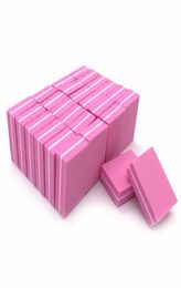 JEARLYU 20pcslot Nail File 100180 Doublesided Mini Nail Files Block Pink Sponge Art Sanding Buffer File Manicure Tools9170751