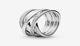 2021 New 100 925 Sterling Silver Ring Sparkling Polished Lines Rings for Women Engagement Anniversary DIY Jewelry4142499