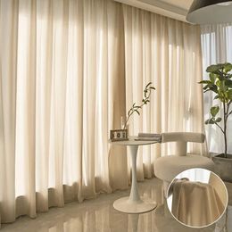 Solid Living Room Tulle Curtains for Windows Sheer Curtain Hall Door Drape Soft Rideaux Voilage Salon Decor Gardinen Texture 240422