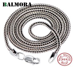 BALMORA Real 925 Sterling Silver Foxtail Chains Chokers Long Necklaces for Women Men for Pendant Jewellery 1632 Inches265E3033006