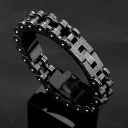 Charm Bracelets MKENDN Locomotive Men Punk Rock Bicycle Chain Bracelet Wristband Fashion Stainless Steel Motorcycle Bracelets Male Pulseira Y240510