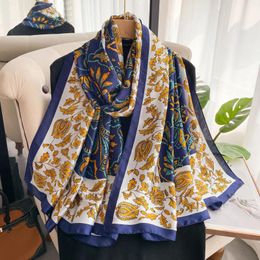 Scarves 180 90cm Muffler Fashion Scarf Women Style Color Matching Print Silk Lady Headcloth Beach Shawl