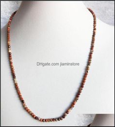 Chains M Faceted Red Blood Brecciated Jasper Necklace Shiny Natural Stone Chain Chocker Beaded Mother Daughter Necklaces8182705