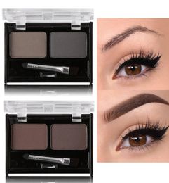 Brand Double Color Eyebrow Powder Makeup Palette Natural Brown Eye Brow Enhancers 3D Eye Brows Shadow Cake Beauty Kit with Brush6755576