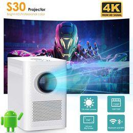 Projectors S30 Mini 4K HD LED Projector Android 11.0 Auto Focus Bluetooth WIFI 6.0 BT5.0 1920 * 1080P Home Theatre Outdoor Portable Projector J240509