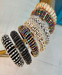 Full Diamante Padded Baroque Headbands Luxury Crystal Hairbands For Women Rhinestone Tiara Bling Hair Accessories 9 styles4191693