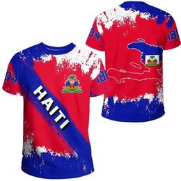 Men's T-Shirts Mens T-shirt 3D Print Country Emblem Flag Caribbean Sea Haiti Island Streetwear Men/Women Casual Oversized Short Sleeve T Shirt J240509