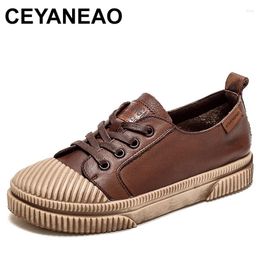 Casual Shoes Women Sneakers Spring Genuine Leather Sandals Lace-Up 2024 Handmade All-Match Platform
