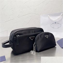 Woman Nylon Toiletry Bag Designer Makeup Bags Black Lightweight And Durable Cosmetic Purses Mens Handbags Clutch Drop Delivery Dhz8I