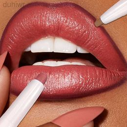 Lip Pencils Double sided lipliner matte sexy nude pink red contour lipstick durable brown lip liner lipstick makeup d240510