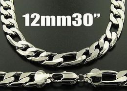 Fashion Mens Necklace 1pcs KingSize Mens Figaro Chains 925 Sliver Necklace 12mm 30inch76cm 3211165