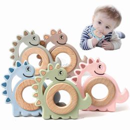 Teethers Toys 1 new animal dinosaur silicone tooth beech wood mouse baby oral care product teeth free of bisphenol A childrens teeth toy d240509