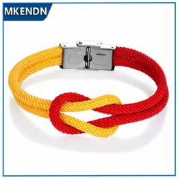 Charm Bracelets MKENDN 8 Styles Yellow Red Multilayer Rope Leather Bracelet Magnet Bracelets 550Paracord Survival Bracelets Pulseras Y240510