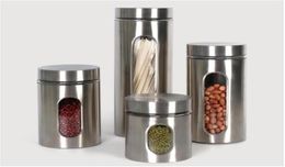 Kitchen Stainless Steel Storage Tanks Visible Glass Sealed Cans Tea Food Storage Bottles Storage Containers XZS 00283458703243381