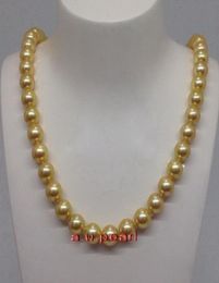 Fine Pearls Jewelry ROUND long 26quot1011MM NATURAL real south sea golden pearl necklace 14K6947047