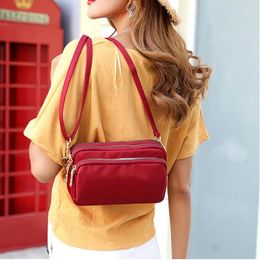 Shoulder Bags Korean Mother Solid Colour Multi-layer Crossbody Travel Messenger Handbags Waterproof Nylon Cloth Bag