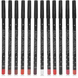 Lip Pencils 12 piece lip pencil matte lipstick brown eyeliner lining womens waterproof wood black eyeliner d240510