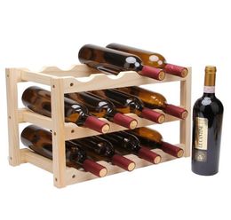 Wooden 12 Bottle Red Wine Rack Holder Creative Foldable Shelf Wine Wood Mount Bar Display Shelf Folding Wood Bottle Holders1631695
