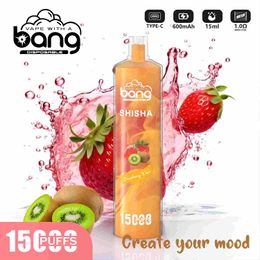 Hot Selling Bang 15000 Puffs Rechjargeable Elctronic Ciharette Puff 15K Disposable I Hooahk Device Vaper