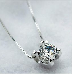 Brand Jewelry White Sapphire Stone Cubic Zirconia Pendant 925 Silver Necklace for Women 6349833