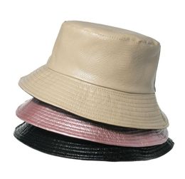 New Fashion Black Pink Gorros Snake Skin Fishing Caps Crocodile Leather Bucket Hats For Women Lady6175618