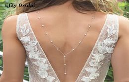 Chains Efily Rhinestone Crystal Bridal Back Chain Necklace For Women Backless Dress Jewelry Silver Color Wedding Backdrop GiftChai1388161