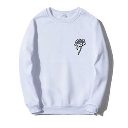 Men's Hoodies Sweatshirts Fashion Sweatshirt Rose Flower Print Hoodie Men Women Spring Autumn Winter Strtwear Hip Hop Casual Pullover Tops H240508