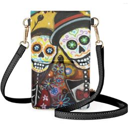 Evening Bags FORUDESIGNS Mexican Style Skulls Mobile Phone Protect Girls Flap Shoulder Messengers Fashion Satchel Leather