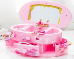 Pink Beautiful Ballet Dancer Doll Music Box Jewellery Organiser Make Up Box Portable Musical For Kids Girls Children Gift9943985