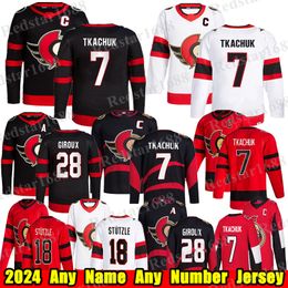 #7 Brady Tkachuk Ottawa Reverse Retro Hockey Jersey #28 Claude Giroux Tim Stutzle Jakob Chychrun Artem Zub Dominik Kubalik Joonas Korpisalo Senators Jerseys