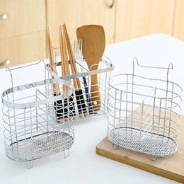 Kitchen Storage Wall Mounted Chopsticks Rack Stainless Steel Large Capacity Holder Multipurpose Tableware Draining