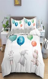 Children Bedding Sets Gifts Cute Bunny Printing Bed Set Polyester Duvet Cover For Kids Girls Boys 23pcs 2202123130496