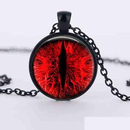 Pendant Necklaces Suteyi Red Cat Eye Necklace Charms Dragon Eyes P O Glass Cabochon Handmade Black Chain Women Men Jewelry G220310 D Dhw9P
