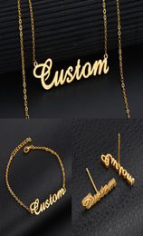 Personalized custom 18K Gold Plated Stainless Steel Script Name necklace Charm Nameplate Necklace Jewelry gift Chain Choker Neckla3464679