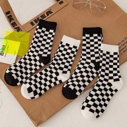 Women Socks Stripes Fashion Hip Style Checkerboard Crew Women's Fashionable Versatile And Trendy Checkered Short