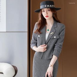 Work Dresses 2024 Fashion Black Blazer Women Skirt And Jacket Sets Ladies Bsuiness Suits Office Uniform Styles