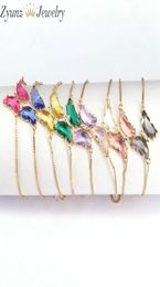 10PCS New Arrival Crystal Butterfly Bracelet Femme Copper Gold Colour Chain Charm Bracelets for Women Girls Jewellery 2103232875908