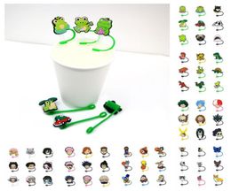 9pcsset anime cartoon silicone tumbler straw toppers designer cover Moulds charms Reusable Splash Proof drinking dust plug dec4938879