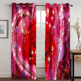 Curtain Romantic Red Rose Flowers Love Girl On Sale Window Curtains Drapes For Kids Bedroom Living Room Kitchen Door Home Decor 2Pieces