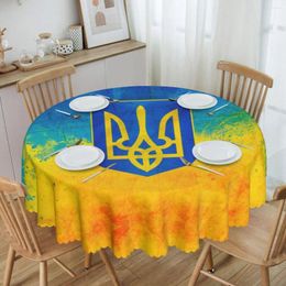 Table Cloth Round Ukrainian Flag Tablecloth Waterproof Oil-Proof Cover 60 Inch Coat Of Arms Ukraine