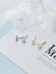 925 sterling silver cz stone paved tiny flower girl stud earring for silver gold mini stud earring wedding gift ps12566007276