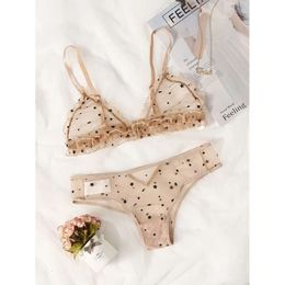 Lingerie divertida, malha feminina sexy, conjunto de lingerie floral em perspectiva