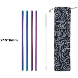 Drinking Straws 4Pcs Eco-friendly Reusable Straw Set 304 Stainless Steel Metal With Cleaner Brush For Mugs 20/30oz Drop