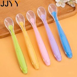 Spoons JJYY Baby Soft Silicone Spoon Candy Color Children Feeding Dishes Safety Feeder Eating Training