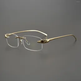 Sunglasses Frames 2024 Rimless Glasses Frame Men Myopia Prescription Eyewear For Pure Titanium Fashion Brand Square Computer Spectacles