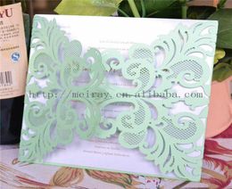 Whole Mint green party supplies laser cut mint green paper cardwhole blank wedding invitations 20162235347