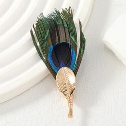 Brooches Elegant Women Girls Peacock Feather Pins Fashion Classic Lady Alloy Vintage Design Party Wedding Jewellery Badges Gift