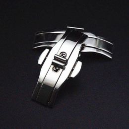 Double Press Butterfly Buckle Watch Buckle Automatic Elastic Buckle Steel Belt Stainless Steel Watch Accessories Solid Botton