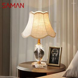 Table Lamps SAMAN Modern Dimming Lamp LED Creative Crystal Desk Light With Remote Control For Home Living Room Bedroom Decor