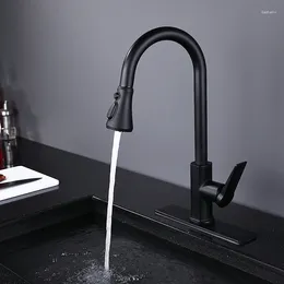 Kitchen Faucets Original Design Brass Black Pull Out Sink Faucet With 3 Functions Spray High Quality Mixer Cover